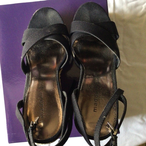 Madden Girl Shoes - Madden Girl /Vicki black wedges 7 ankle strap